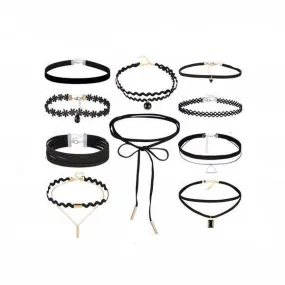 10 pcs/set New Gothic Leather Choker Set