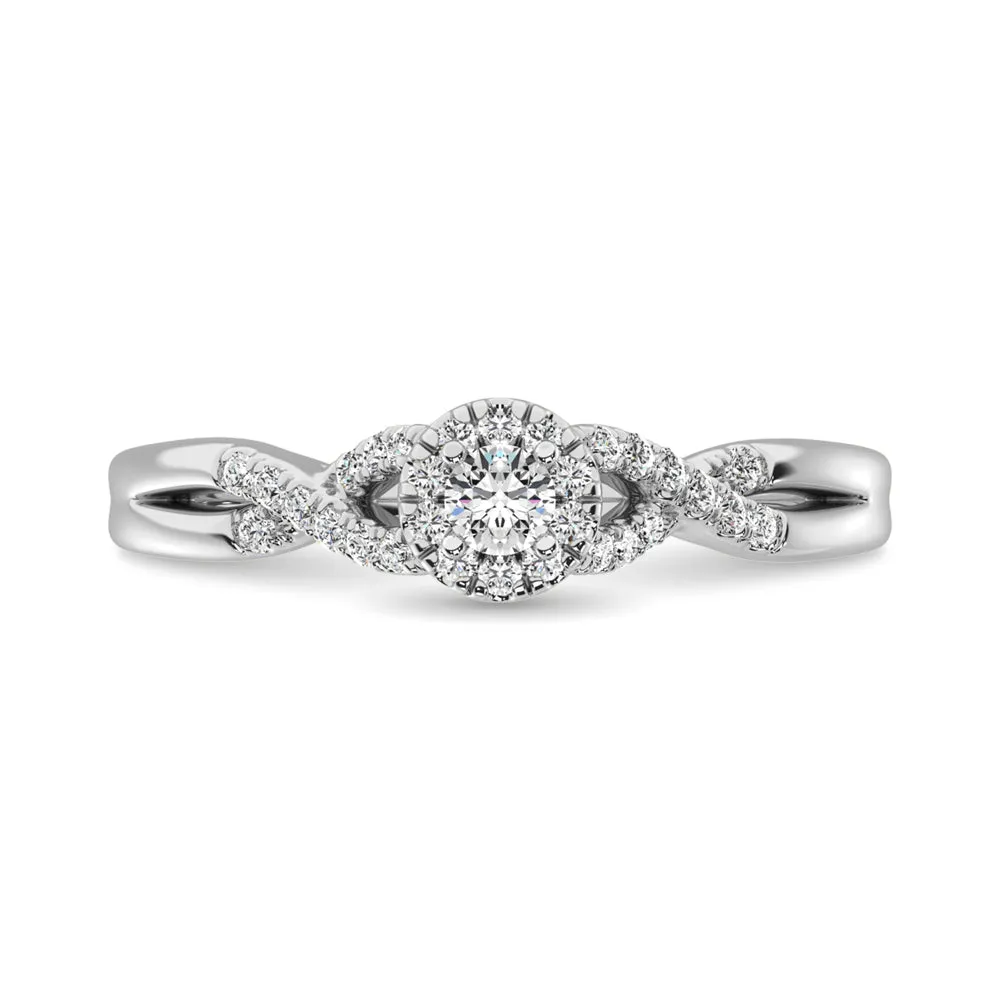 10K White Gold Diamond 1/4 ct tw Round Cut Engagement Ring