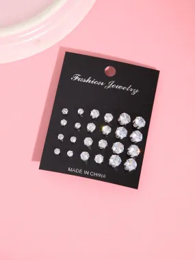 12pairs Girls Rhinestone Stud Earrings