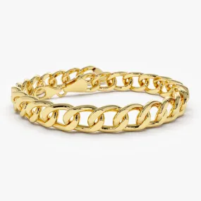 14K 10MM Curb Cuban Link Bracelet