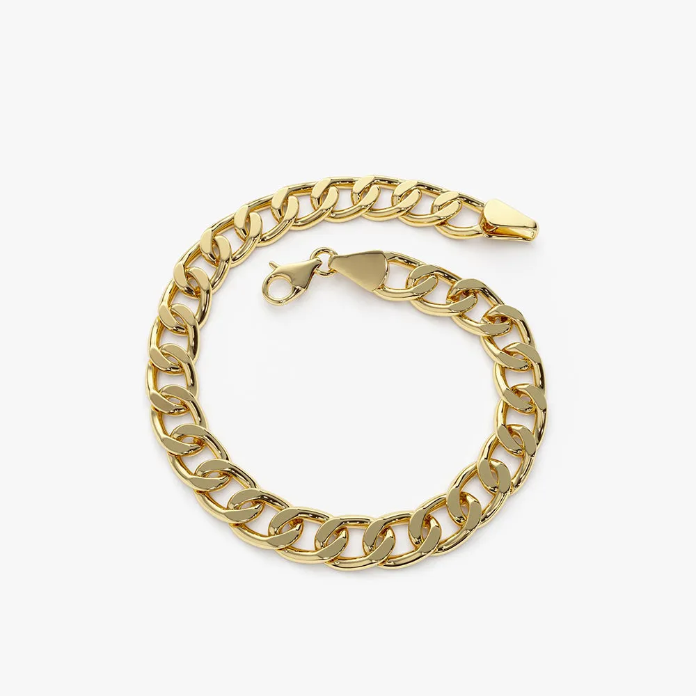 14K 10MM Curb Cuban Link Bracelet