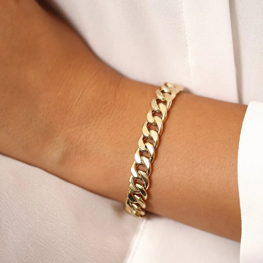 14K 10MM Curb Cuban Link Bracelet