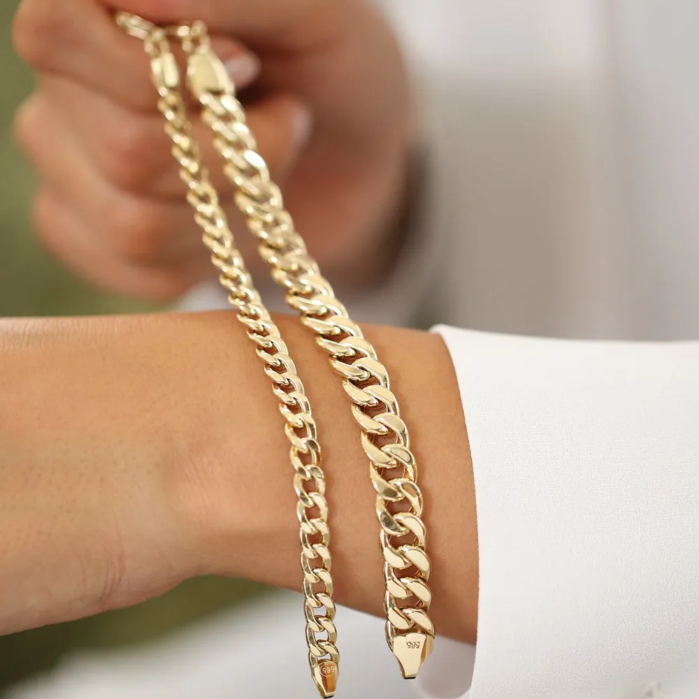 14K 10MM Curb Cuban Link Bracelet