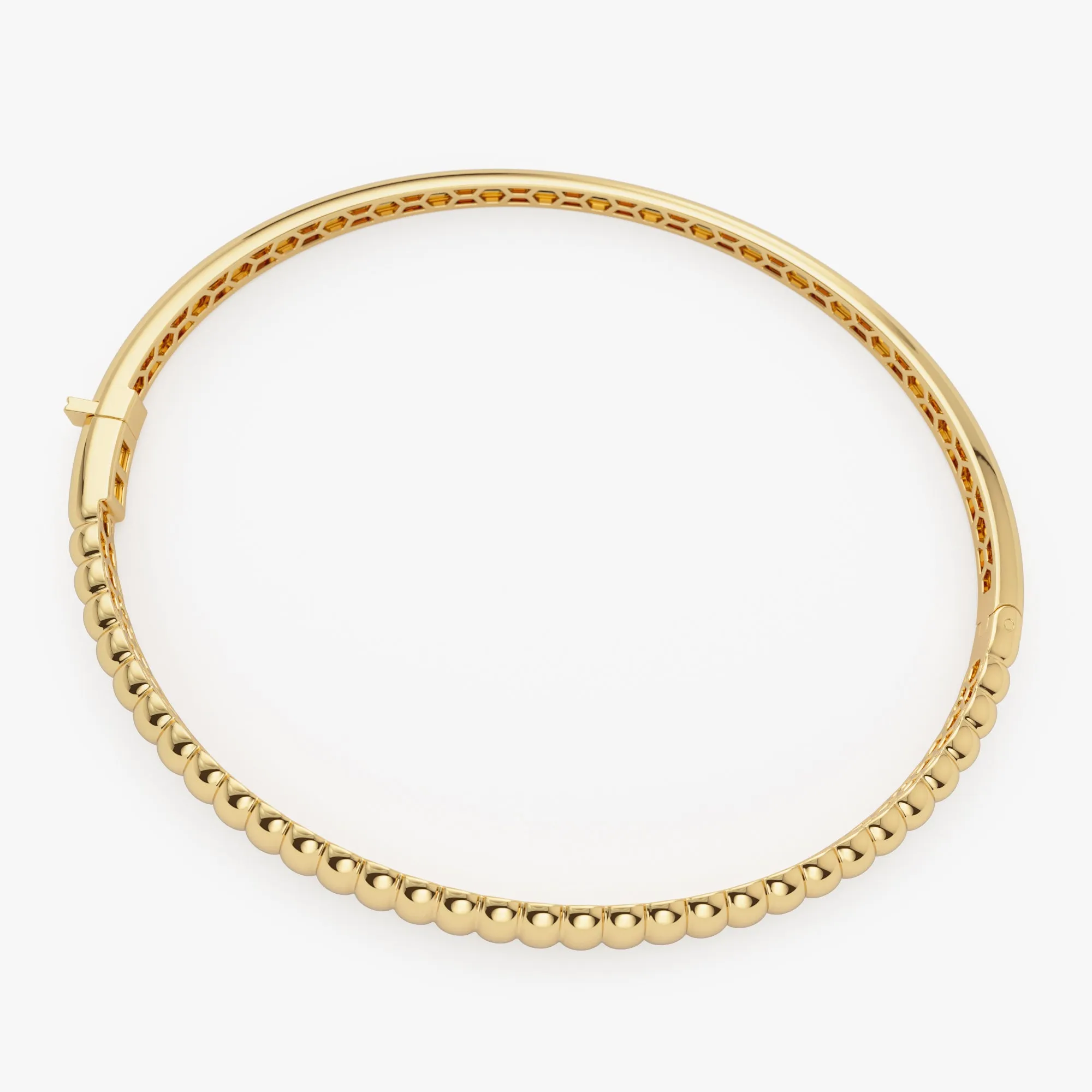 14k Chunky Ribbed Gold Bangle Bracelet