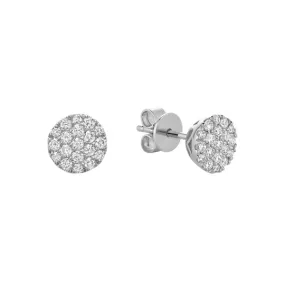 14K Gold Pave Round Diamond Stud Earrings