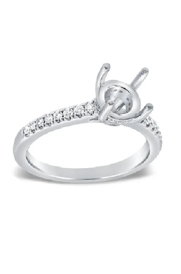 14k White Gold 0.24 Carat Diamond Semi Mount