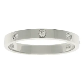 14K White Gold Five Diamond Flat Band