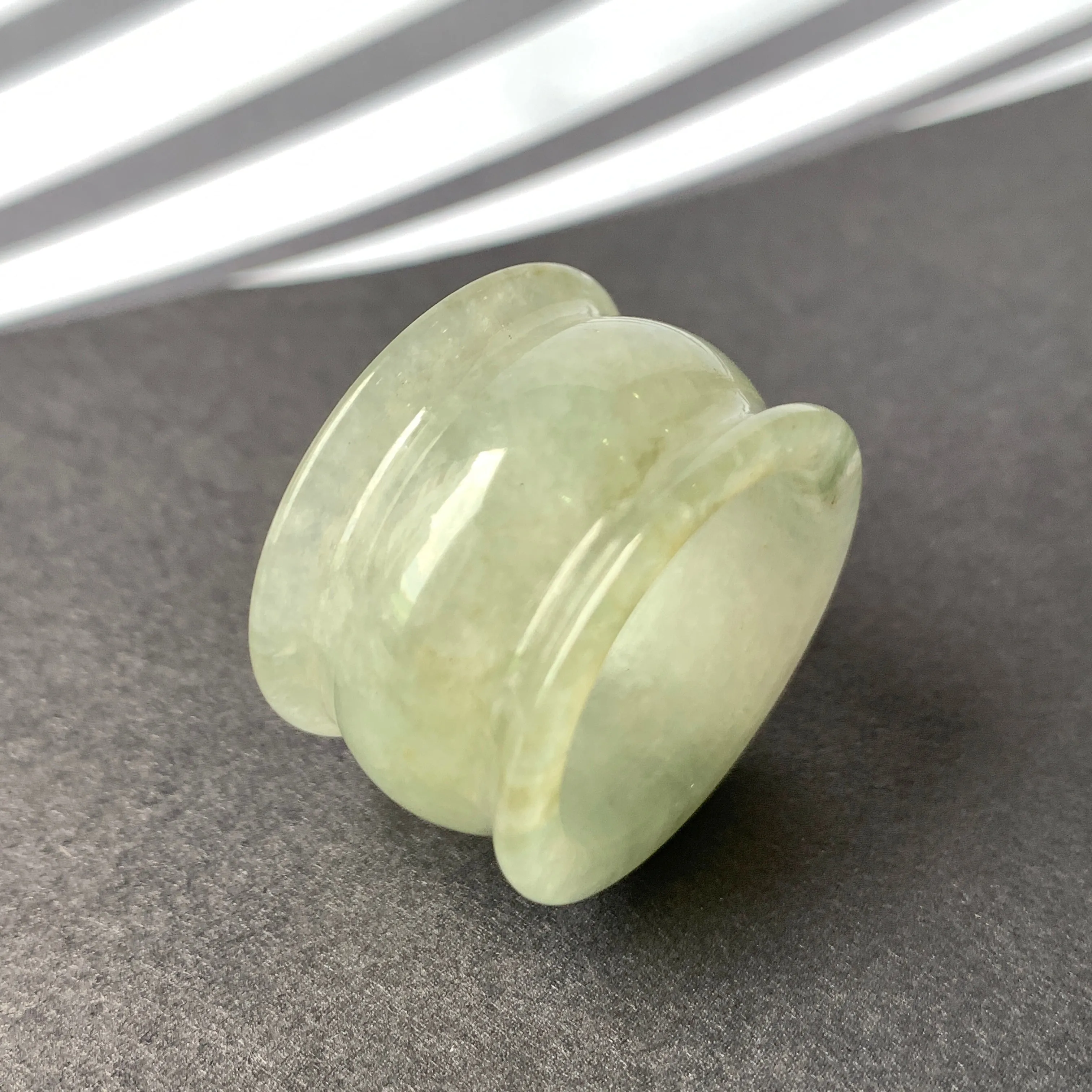 19.4mm A-Grade Natural Light Yellowish Green Jadeite Archer Ring Band No.161591