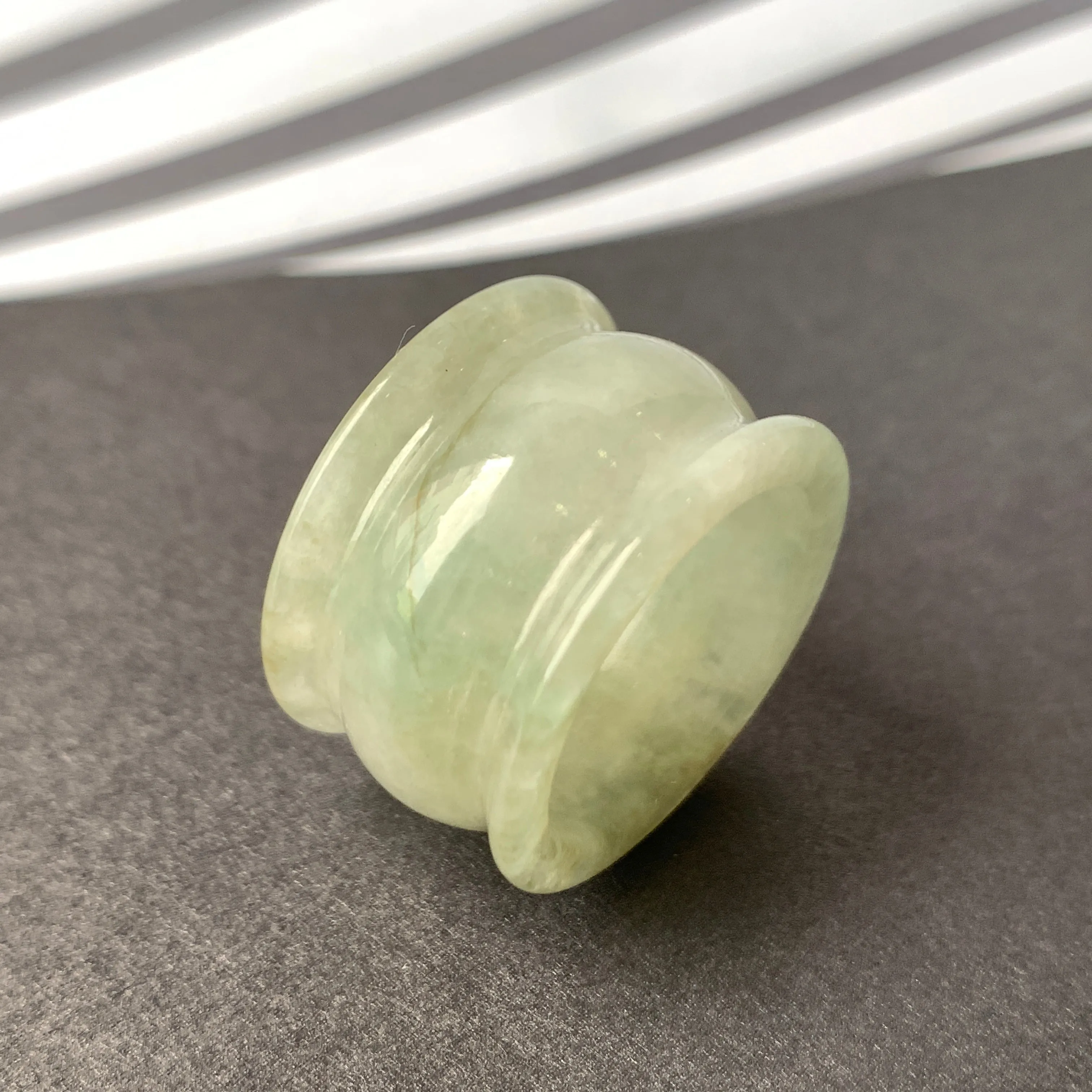 19.4mm A-Grade Natural Light Yellowish Green Jadeite Archer Ring Band No.161591