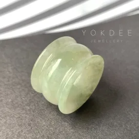 19.4mm A-Grade Natural Light Yellowish Green Jadeite Archer Ring Band No.161591