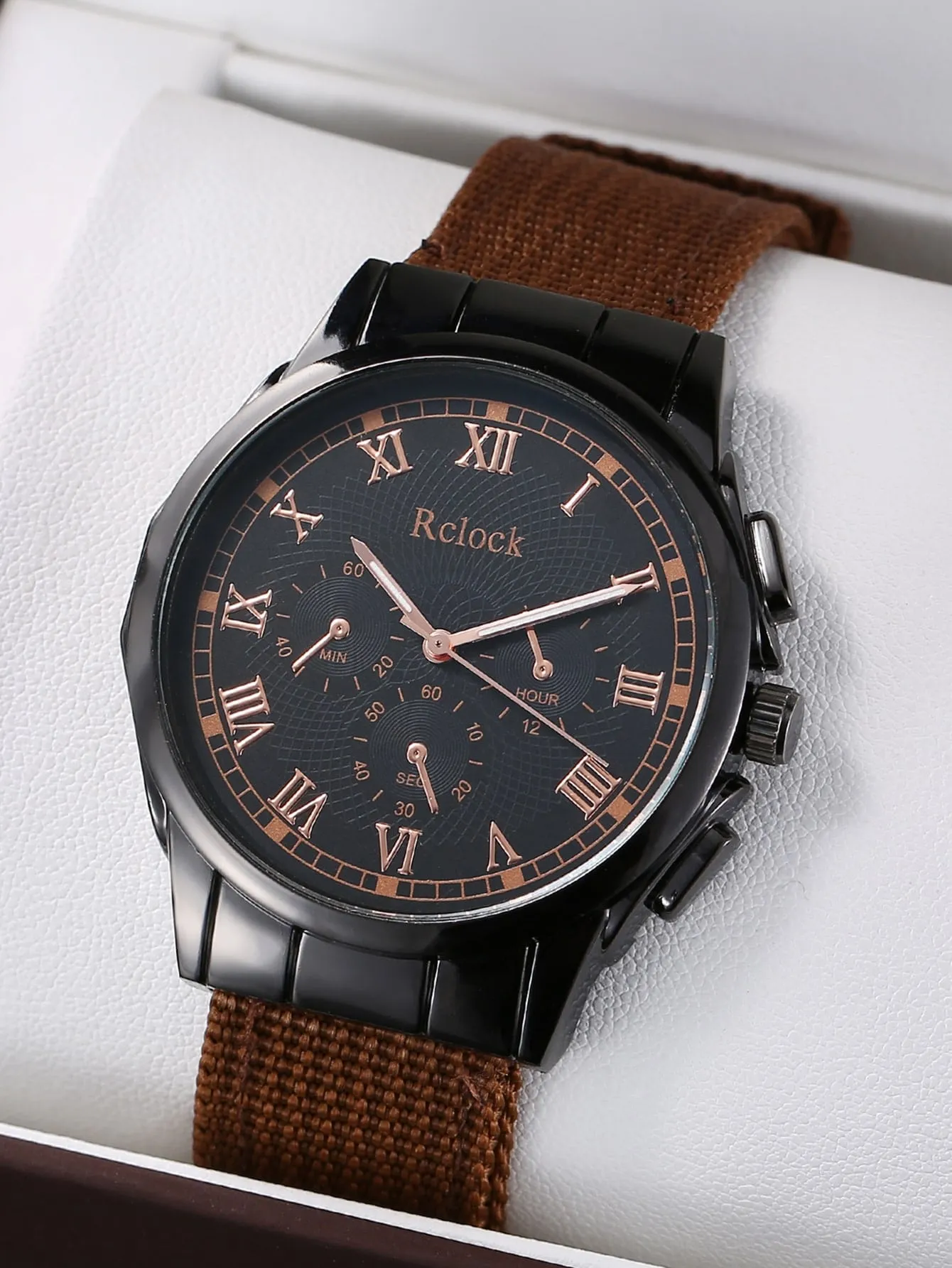 1pc Men Round Pointer Quartz Watch & 3pcs Bracelet