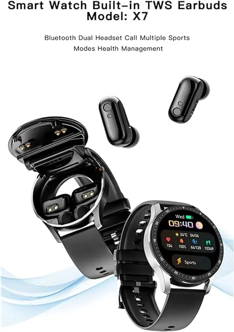 2 in 1 Smart Watch with Earbuds Smartwatch TWS