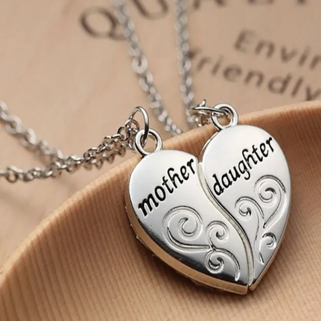 2021 New 2Pcs/Set Mother Daughter Love Heart Necklace For Women O-Chain Female Jewelry Trendy Mother's Day Party Gifts