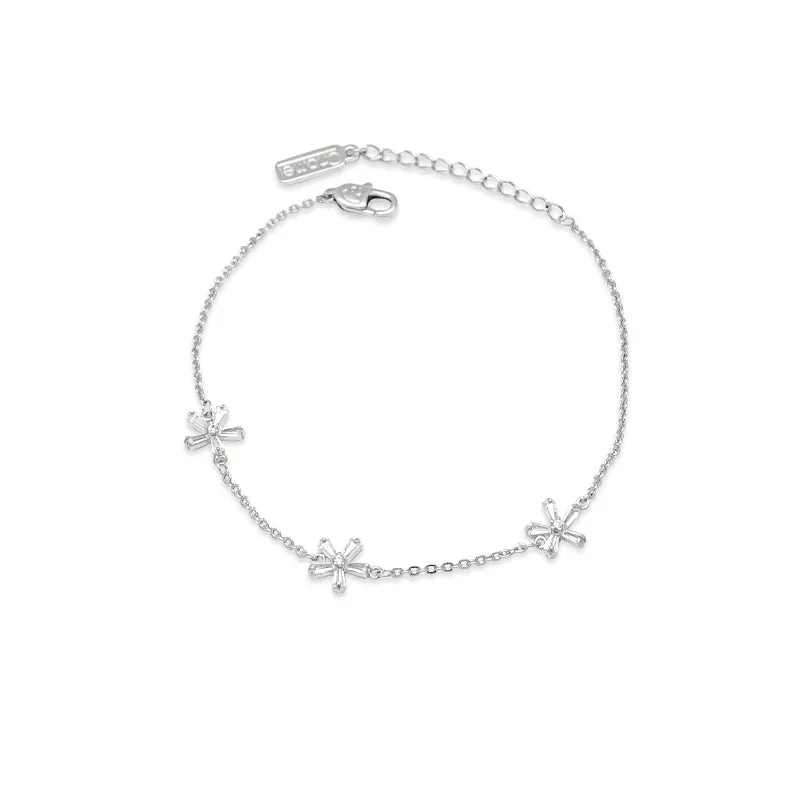 3 Flower Cubic Zirconia Bracelet