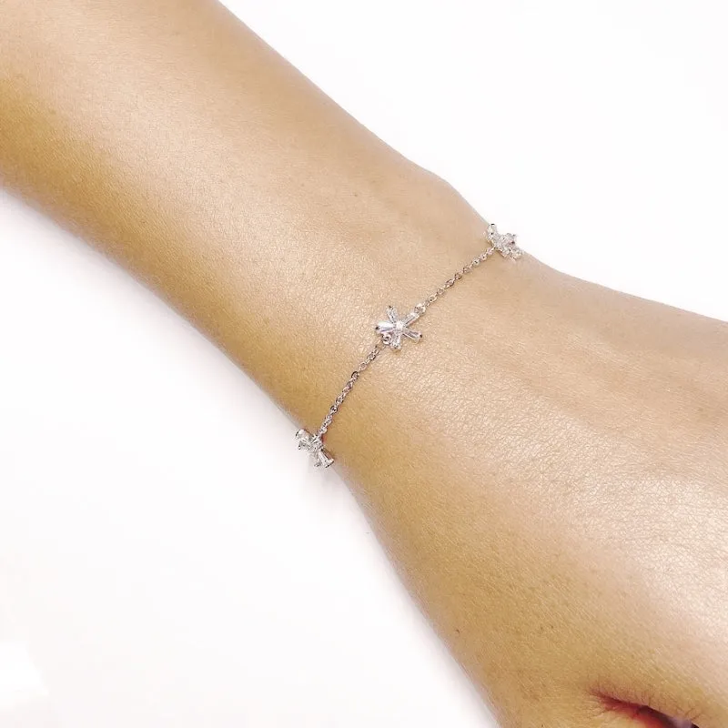 3 Flower Cubic Zirconia Bracelet