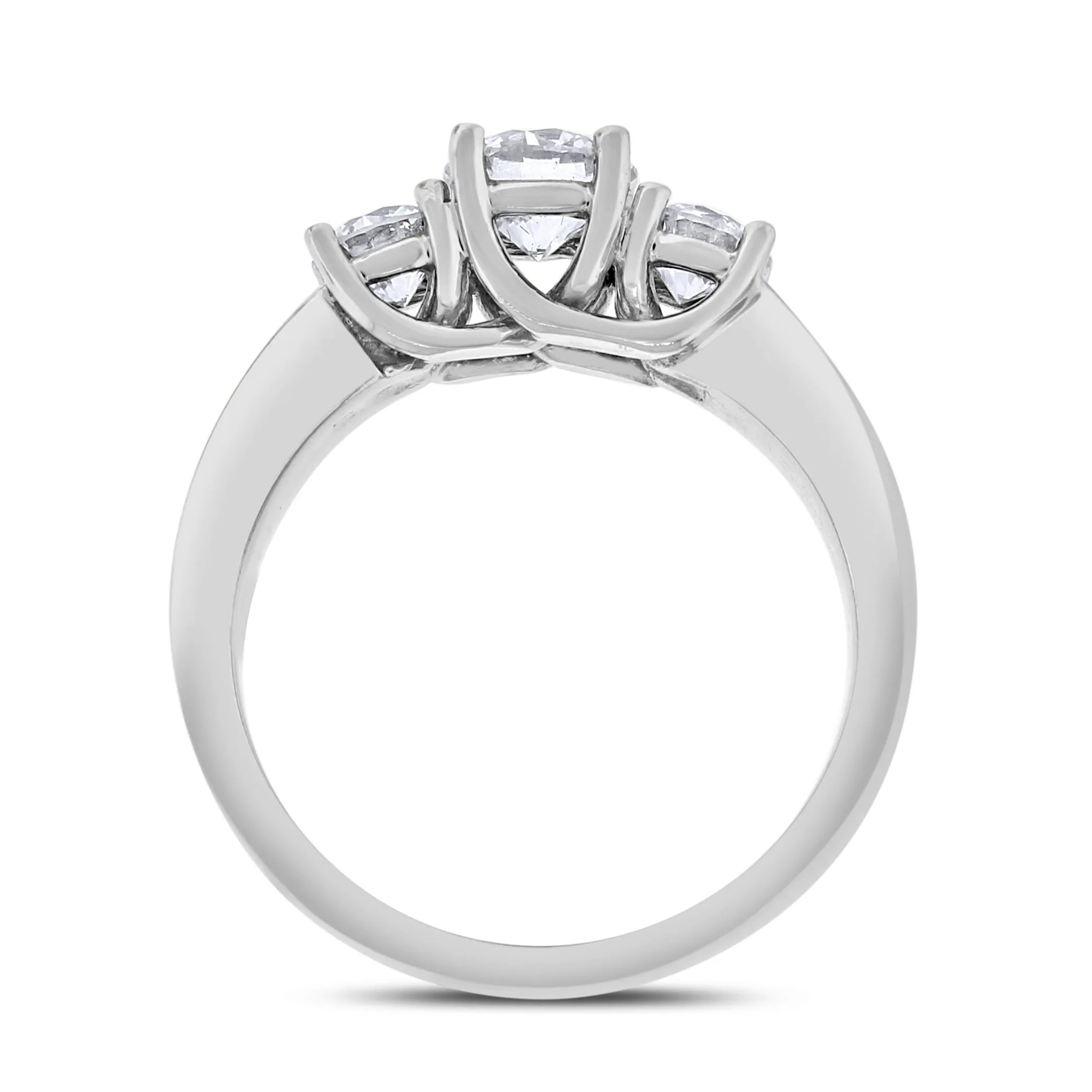 3 Stone Engagement Ring (0.75 ct Round H-I I1 EGLUSA Diamond) in White Gold