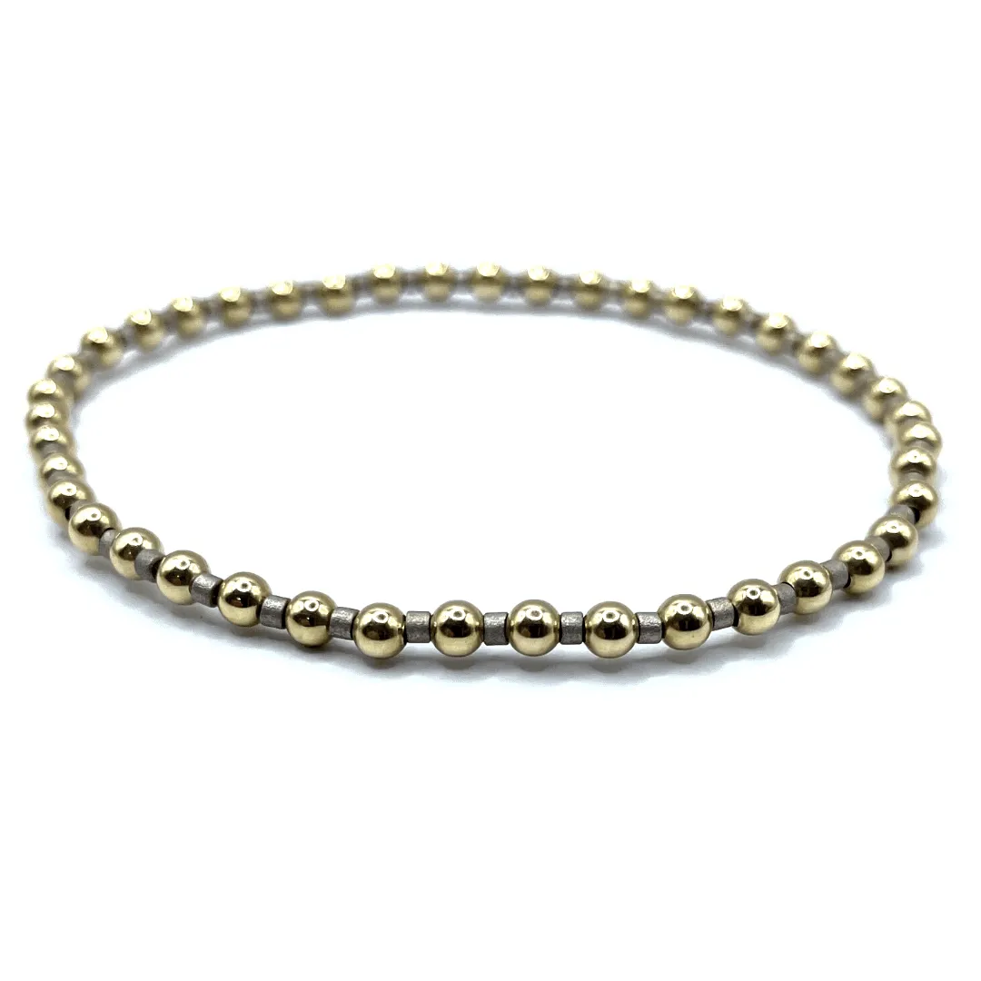 3mm Color Crush Newport PEWTER & Gold Waterproof Bracelet 6", 6.5", 7"