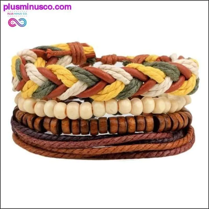 4-6PC Vintage Multilayer Leather Bracelet For Men Fashion