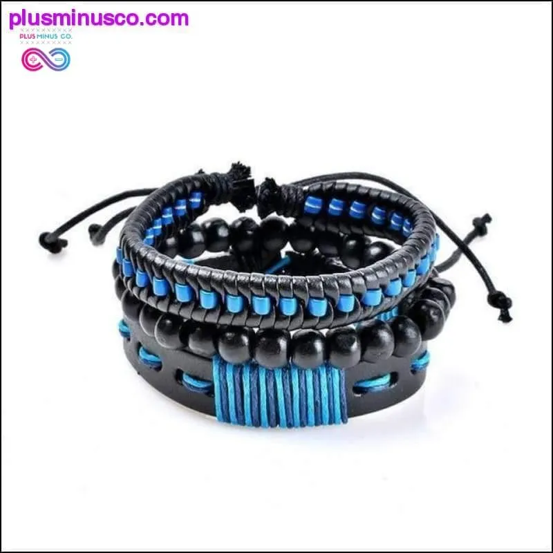 4-6PC Vintage Multilayer Leather Bracelet For Men Fashion