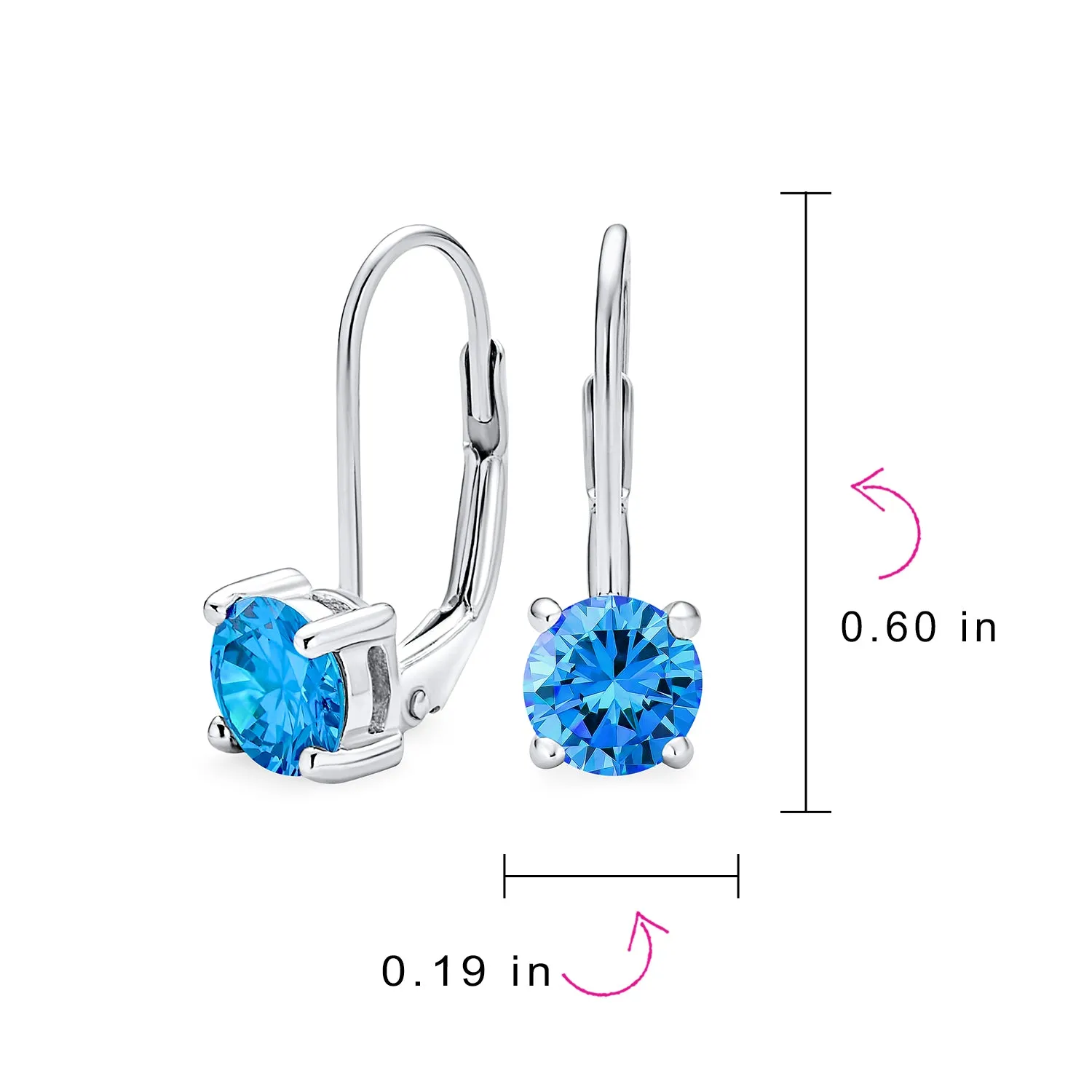 .50CT Solitaire Bezel Brilliant Cut CZ Drop Earrings Sterling Silver