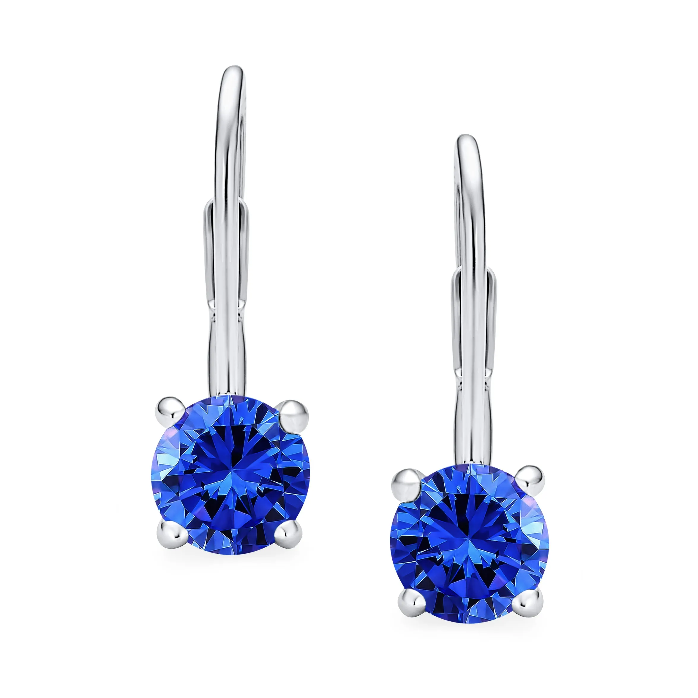 .50CT Solitaire Bezel Brilliant Cut CZ Drop Earrings Sterling Silver