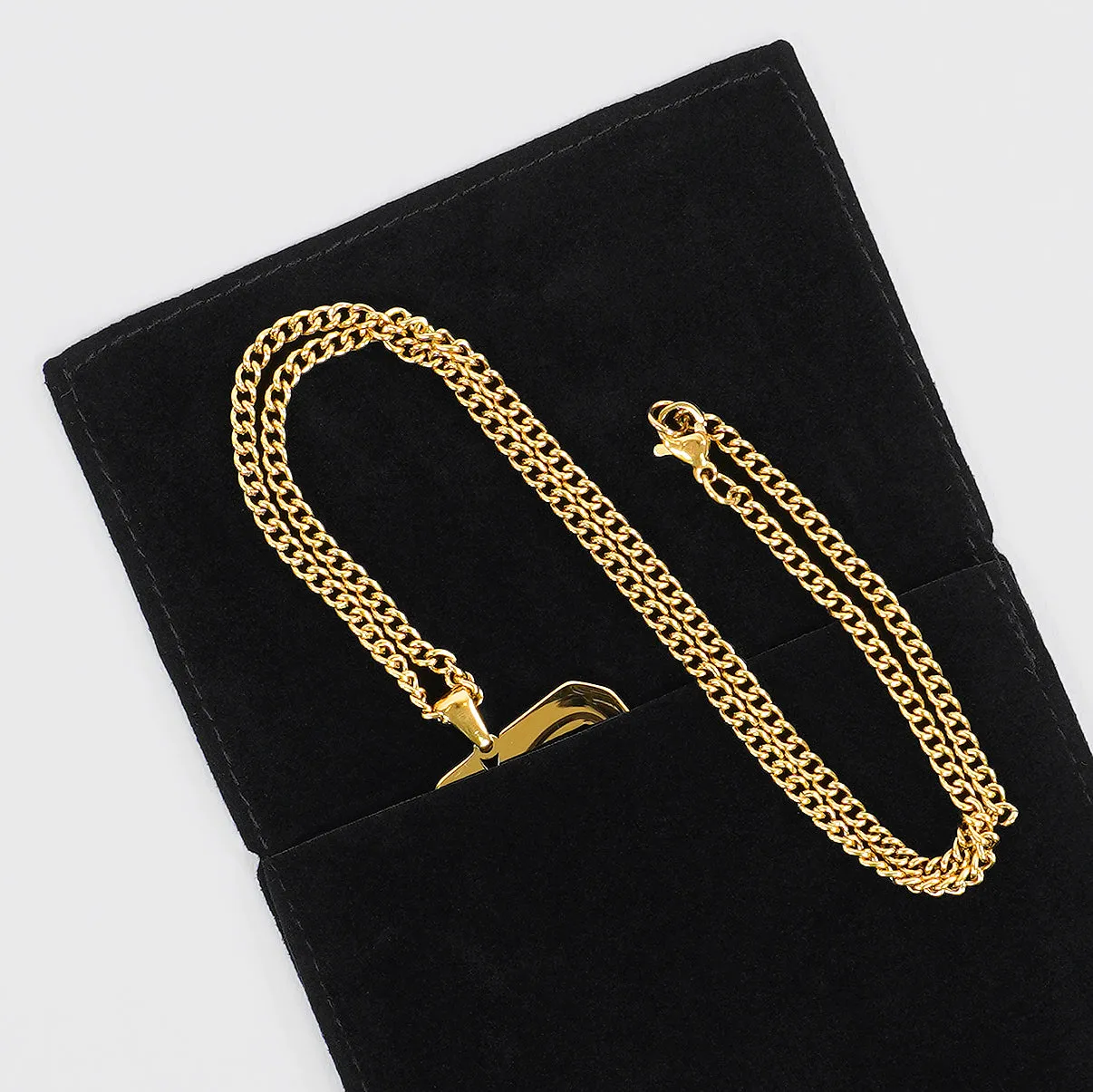 56 Number Pendant with Chain Necklace - Gold Plated Stainless Steel