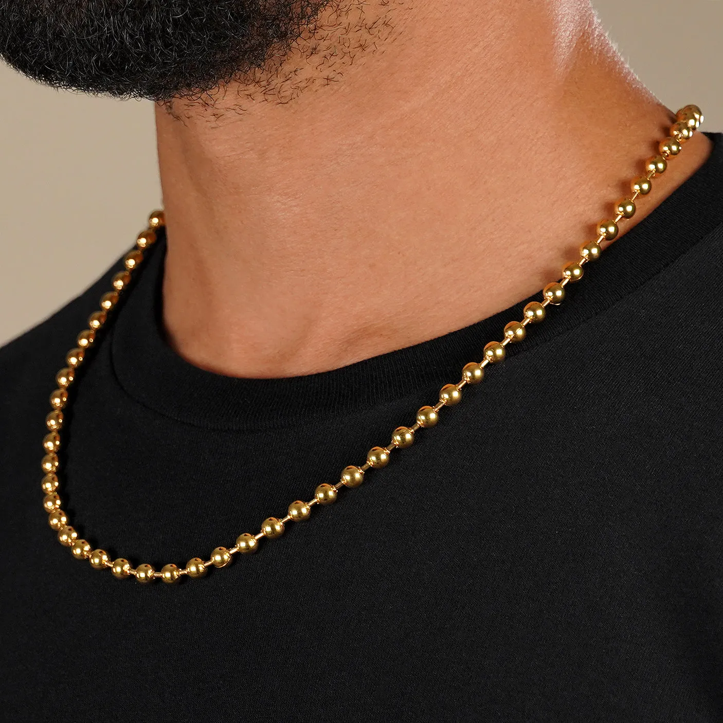 5mm Golden Dog Tag Chain Necklace (29 inches)