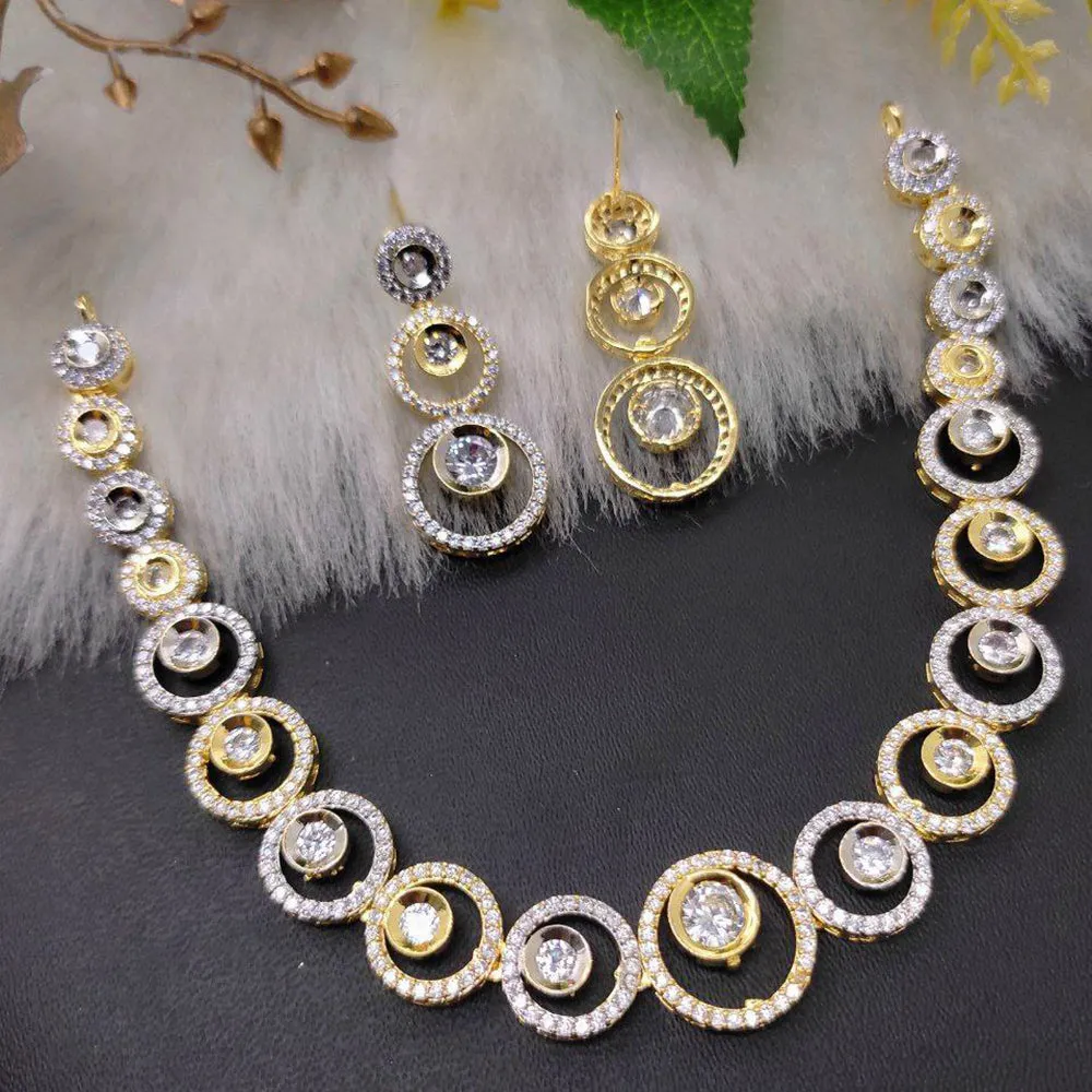 Aamrapali  2Tone  Plated  AD Necklace Set