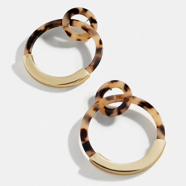 Acrylic Leopard Semi  Hoop Earring - 2 Styles