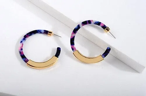 Acrylic Leopard Semi  Hoop Earring - 2 Styles