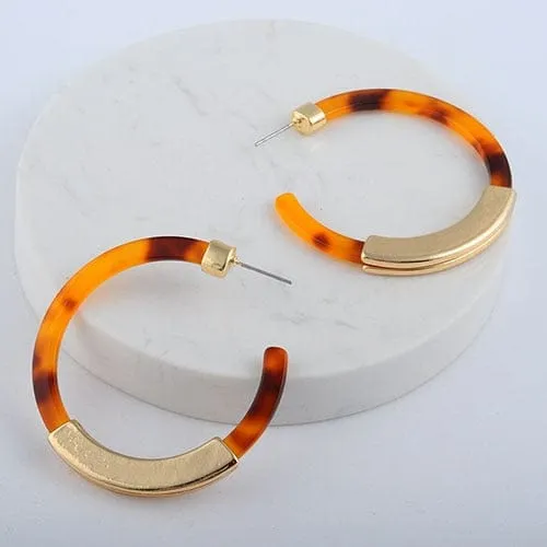 Acrylic Leopard Semi  Hoop Earring - 2 Styles