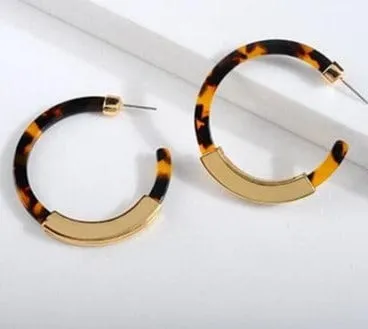 Acrylic Leopard Semi  Hoop Earring - 2 Styles