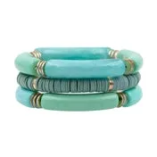 Acrylic Tube Bead & Rubber Disk Bracelet Set