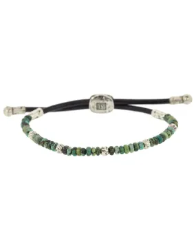 Adjustable Turquoise Sterling Silver and Leather Bead Bracelet