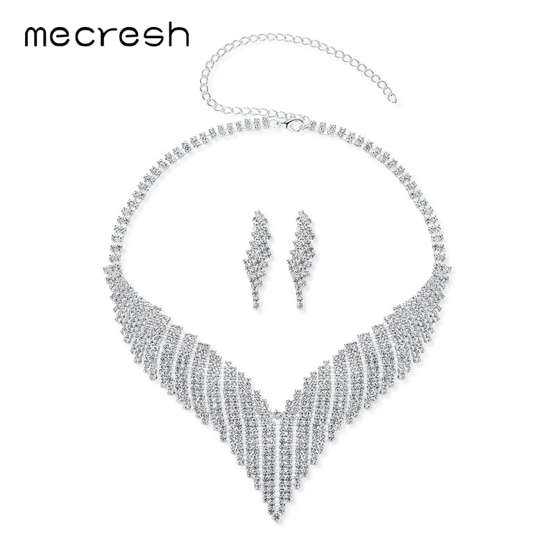 African Jewelry Sets Silver Bridal Necklace Sets for Wedding Party