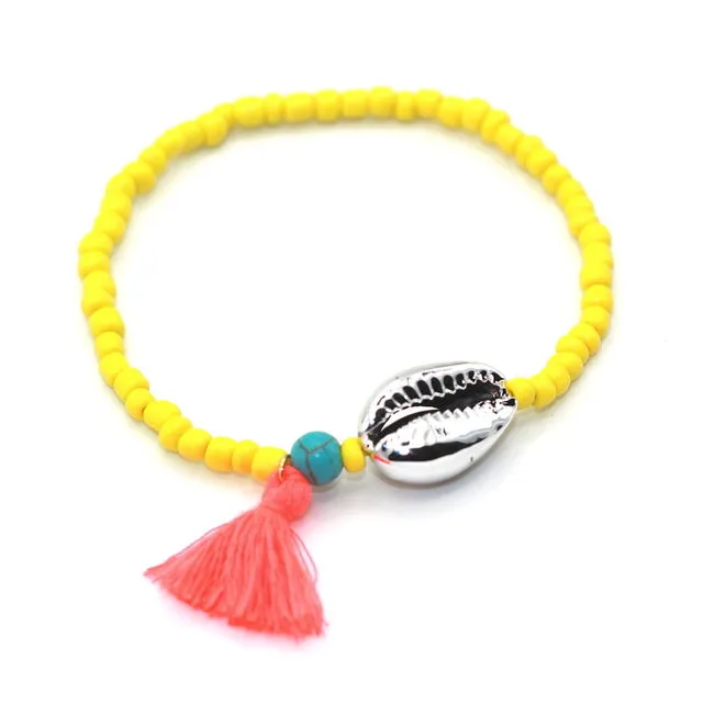 Alloy Sea Shell Tassel Natural Stone Bead Boho Bracelet For Women Men Jewelry Fashion Accessory pulseras mujer