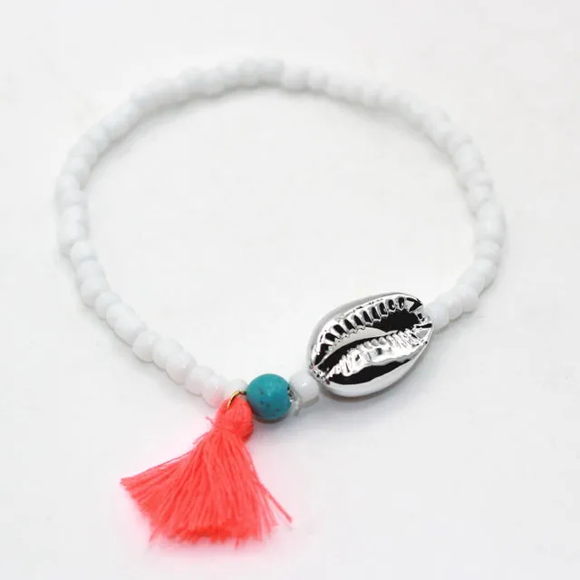 Alloy Sea Shell Tassel Natural Stone Bead Boho Bracelet For Women Men Jewelry Fashion Accessory pulseras mujer