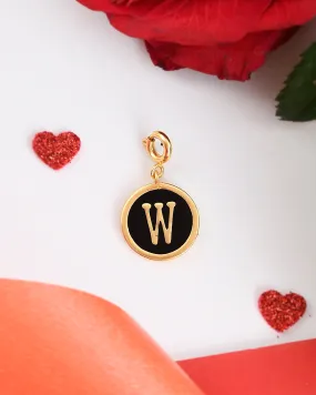 Alphabet W Black Enamel Charm - Voylla