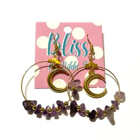 Amethyst Encircled Moon Statement Earrings