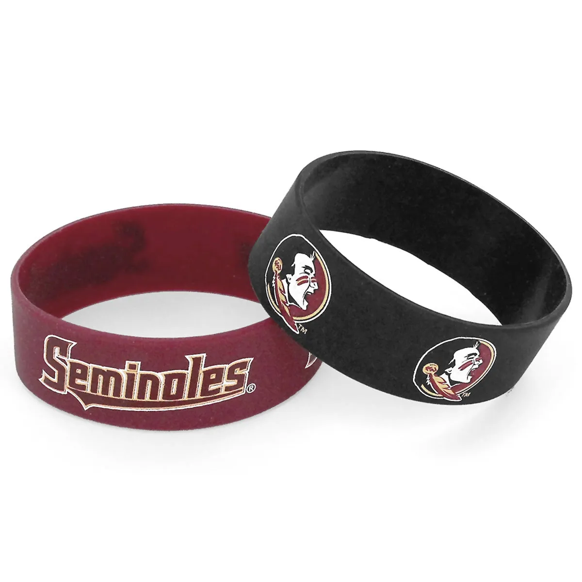 Aminco Seminoles/Seminole Logo Wide Silicone Bracelet 2pk - Garnet/Black