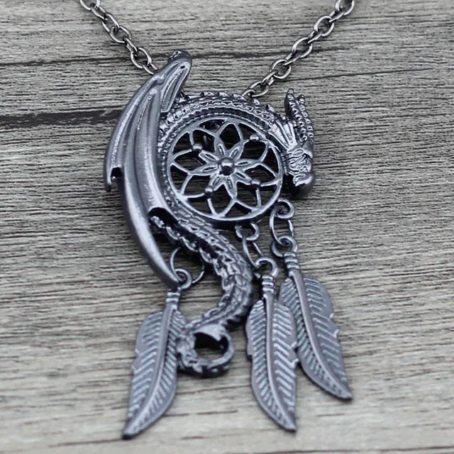 Anslow Dream Guardian Dream Catcher Pendant Necklace Feather Tassel Boho Bohemian Women Necklace Choker Jewelry Viking Charm