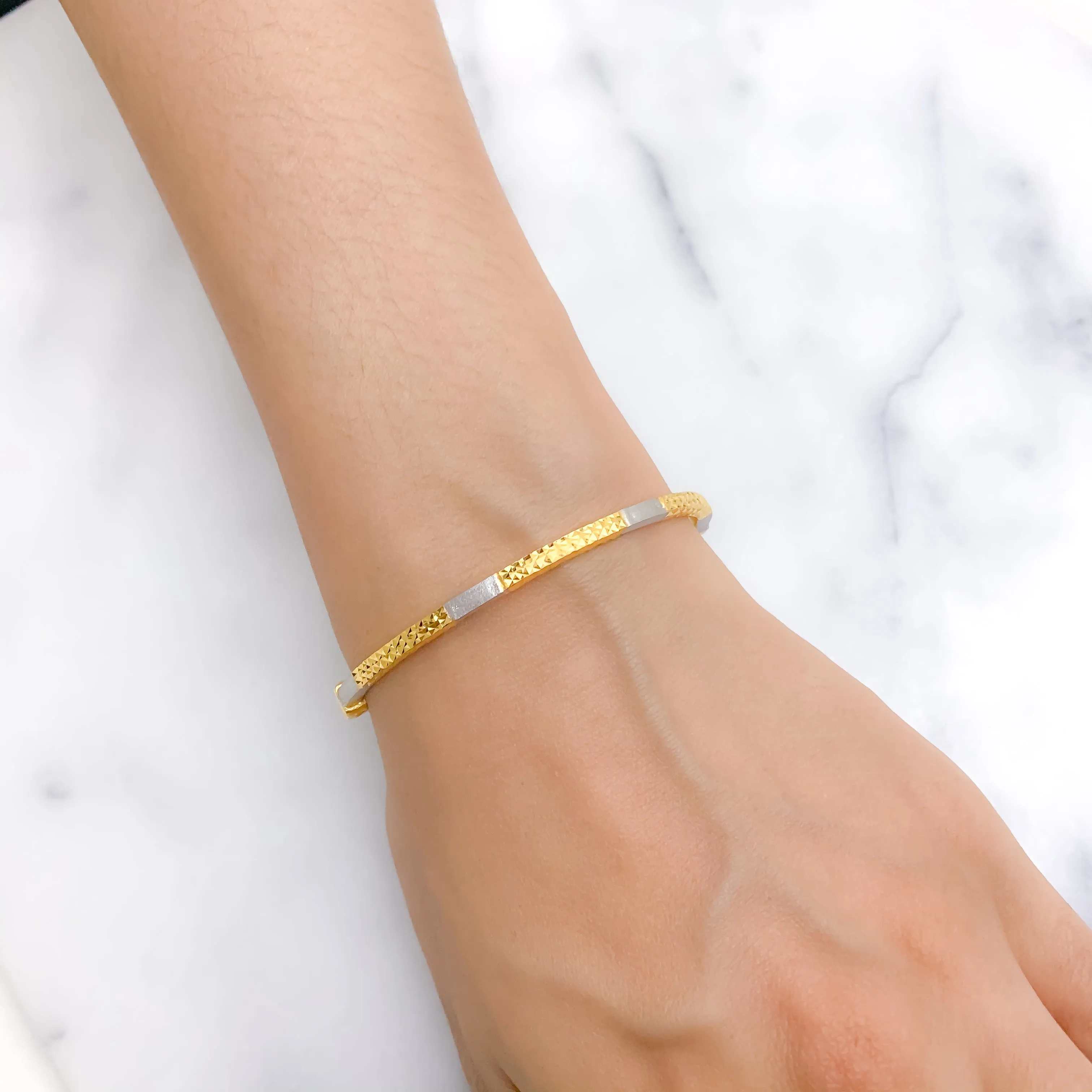 Attractive Two Tone Bangle Bracelet