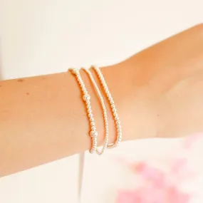 Beaded Blondes | Set of Three | Dainty Everyday Bracelet Stack in Silver