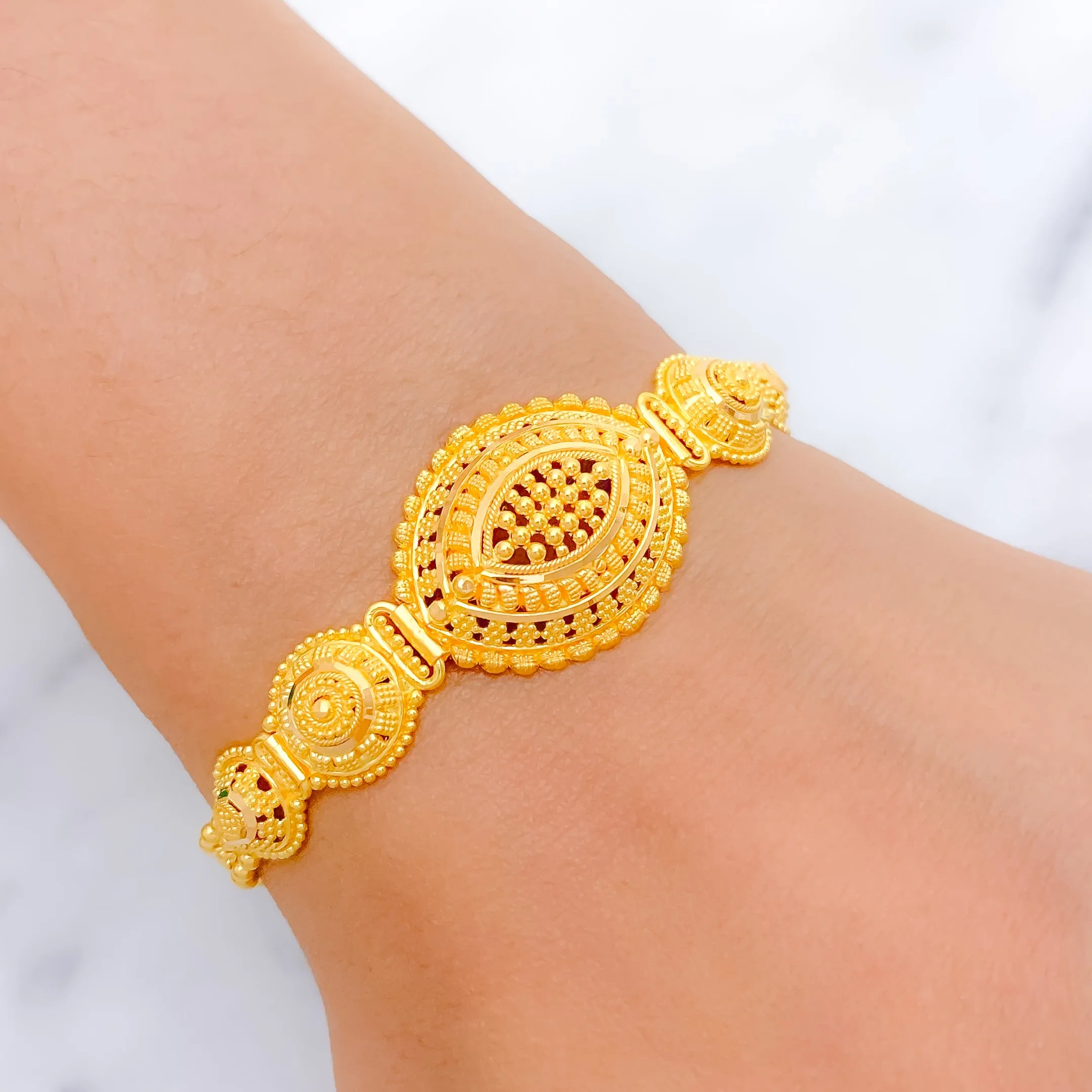 Beaded Oval Gold Bracelet