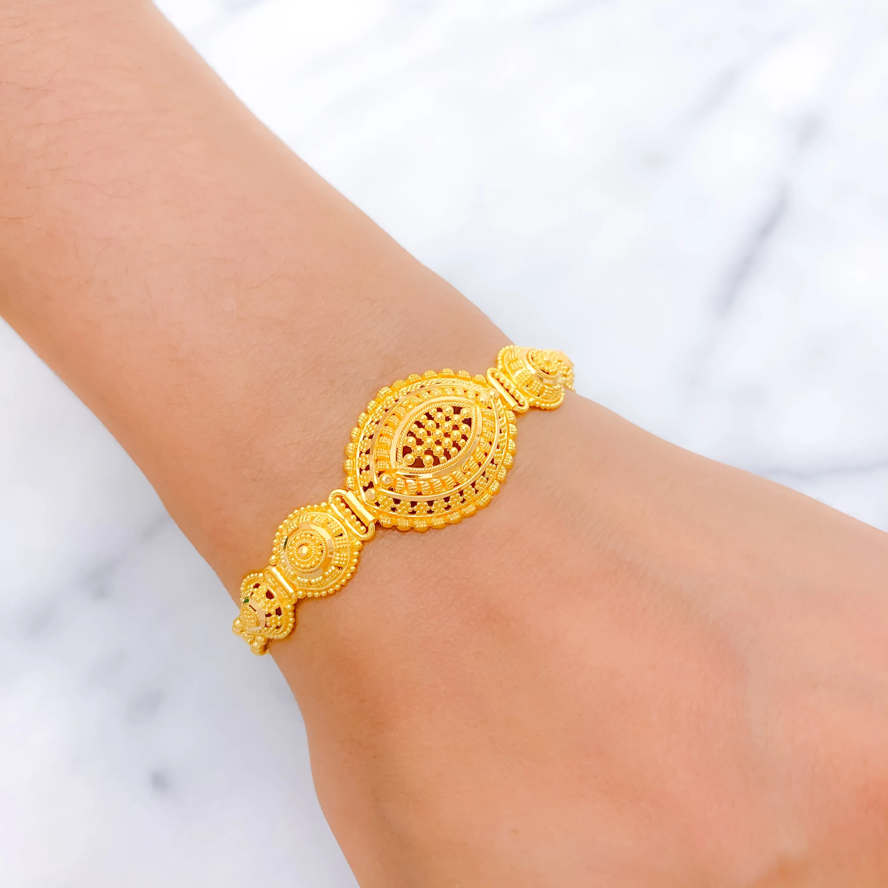 Beaded Oval Gold Bracelet