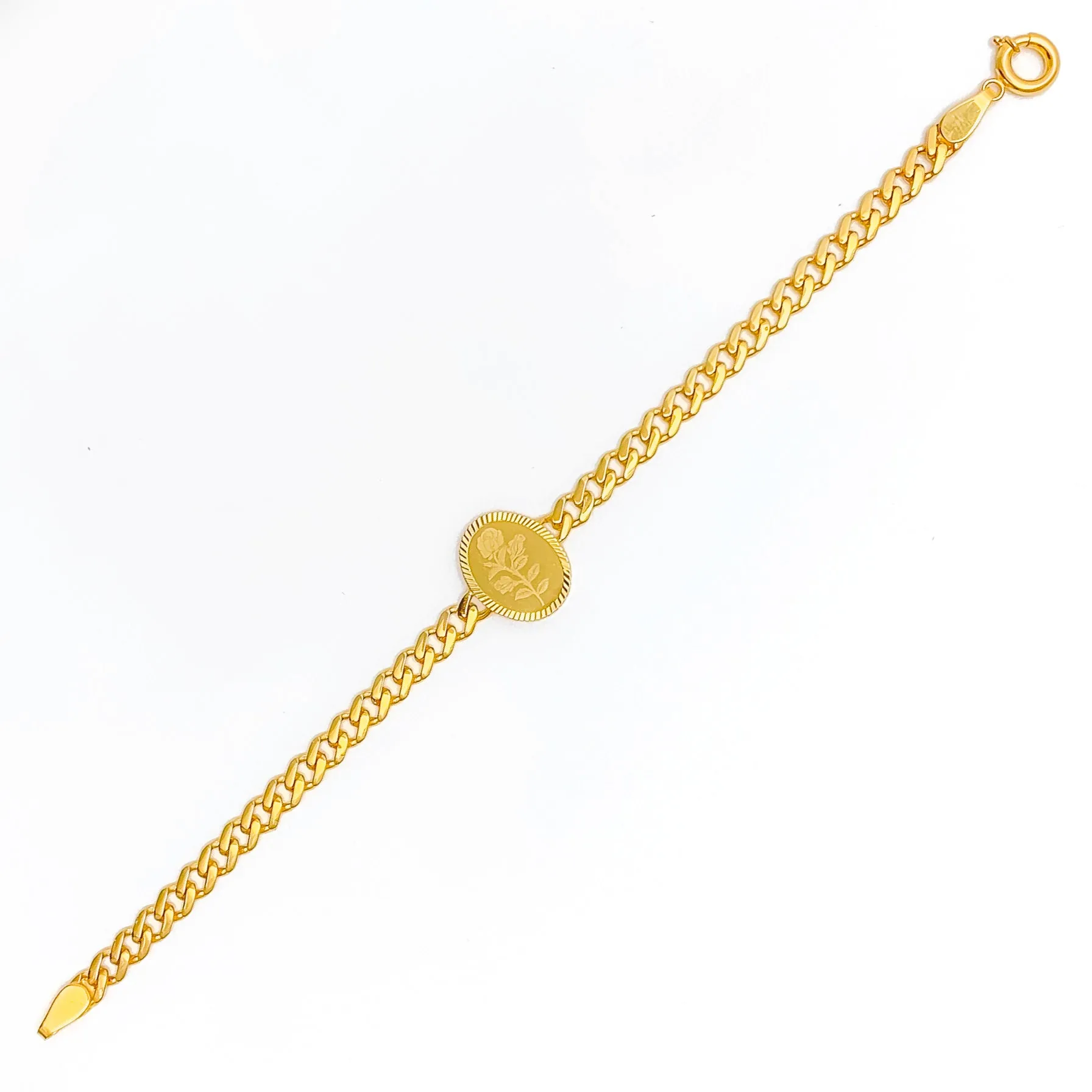 Beautiful Floral Oval 21k Gold Coin Bracelet