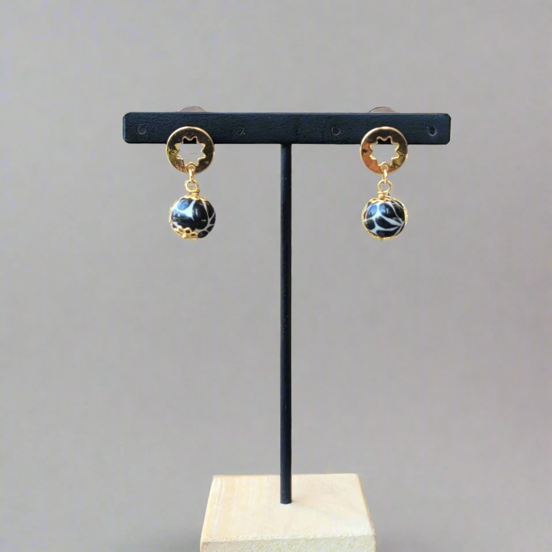 Black bolita talavera earrings