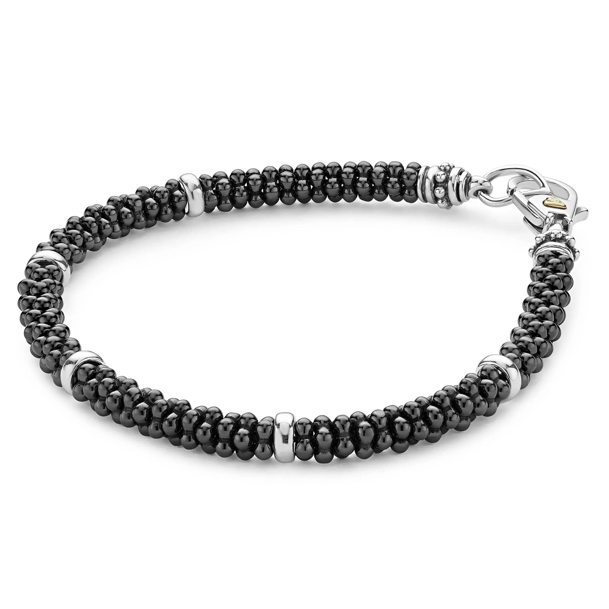 Black Caviar Five Silver Station Ceramic Bracelet | 5mm