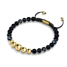 Black Line Agate | Gold | Balance Gemstone Macrame Bracelet