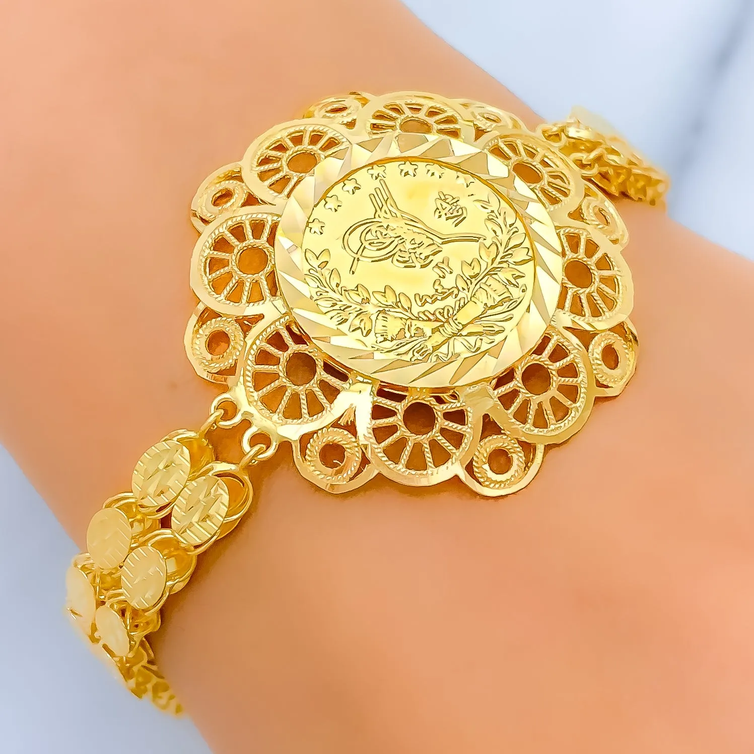 Blooming Coin 21k Gold Bracelet